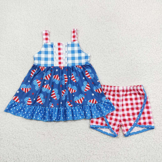 July of 4th star print Summer Girls Set