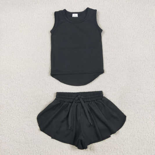 Black yoga girl Sleeveless set