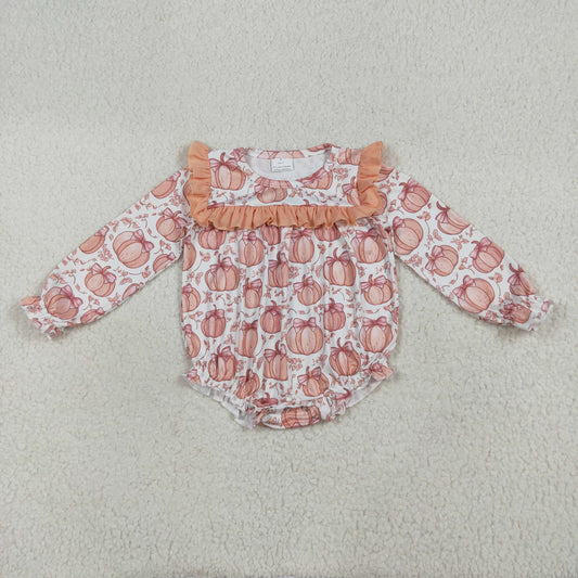 orange pumpkin halloween Baby Romper LR2295