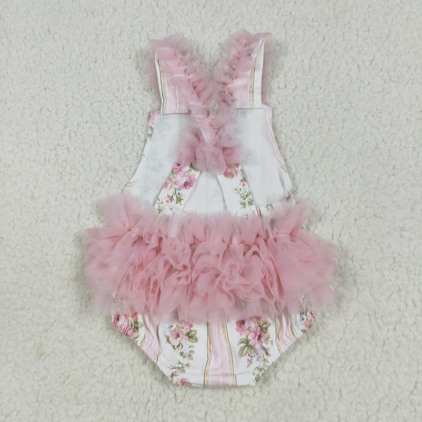Pink flowers leaves print Baby RomperSR2964