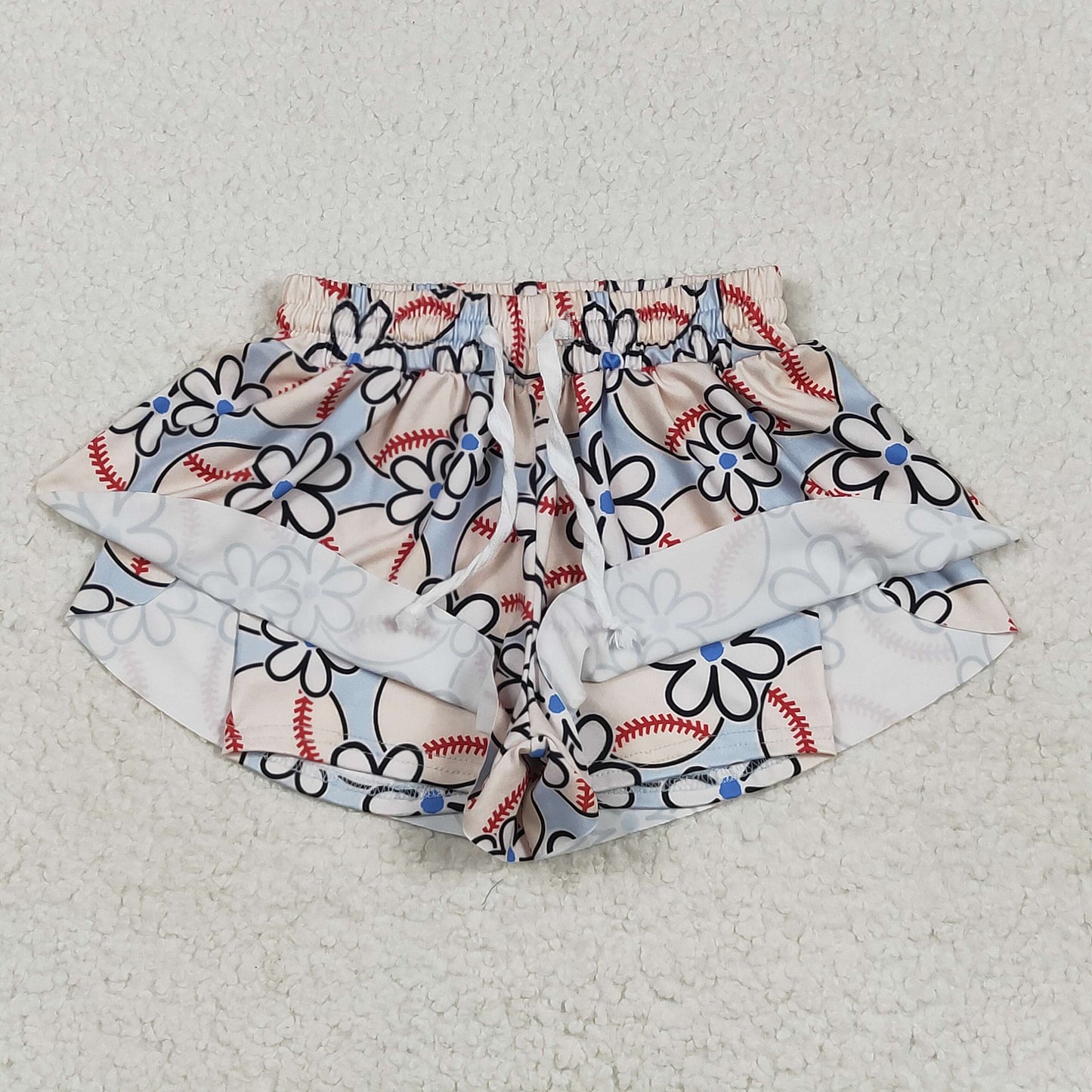 flowers baseball Kids blue Short
