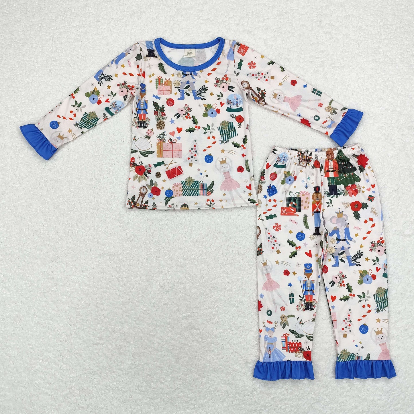 Christmas tree flowers Print Long Sleeve Pajamas ( material contains bamboo )