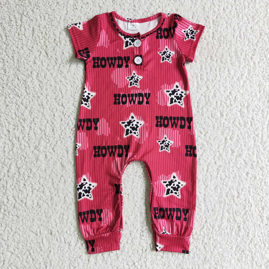 Pink howdy Print Baby Romper
