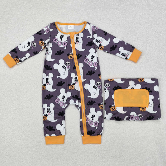 Halloween cute Ghost Print Baby Romper With zipper