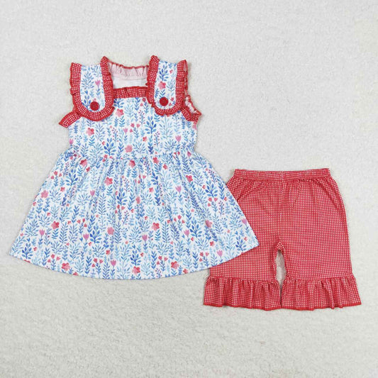 Blue flowers print Girls set