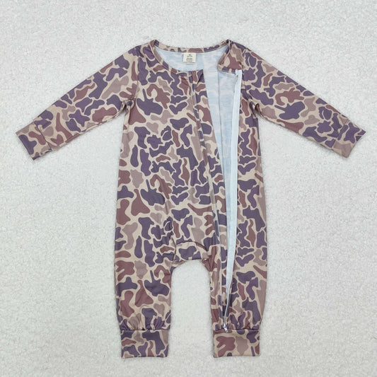 Camo print Long Sleeve romper ( material contains bamboo )