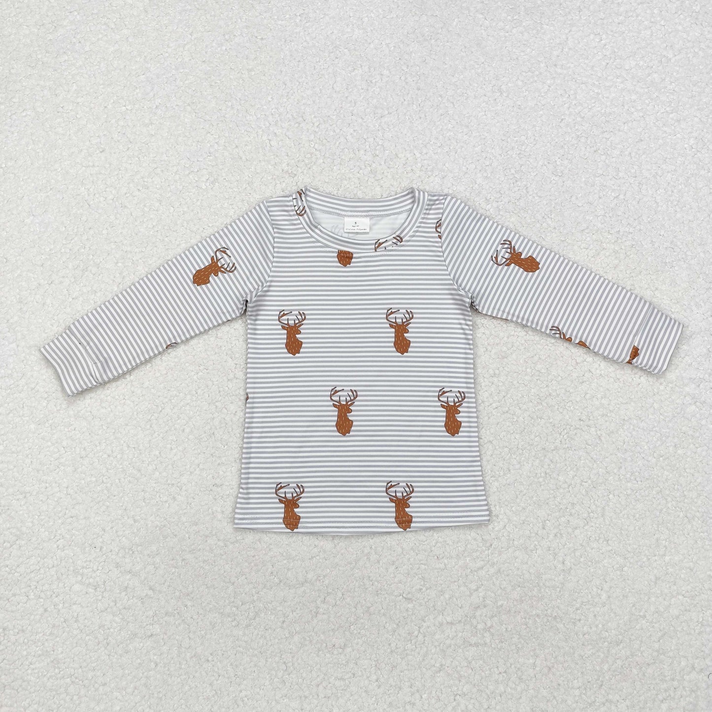 Stripe deer Print long Sleeve Shirt
