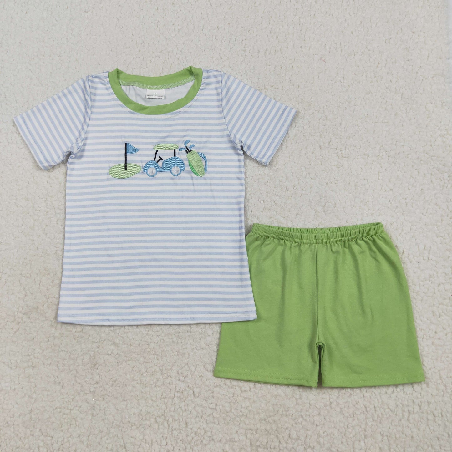 blue stripe golf cart embroidery Summer SetBSSO1504