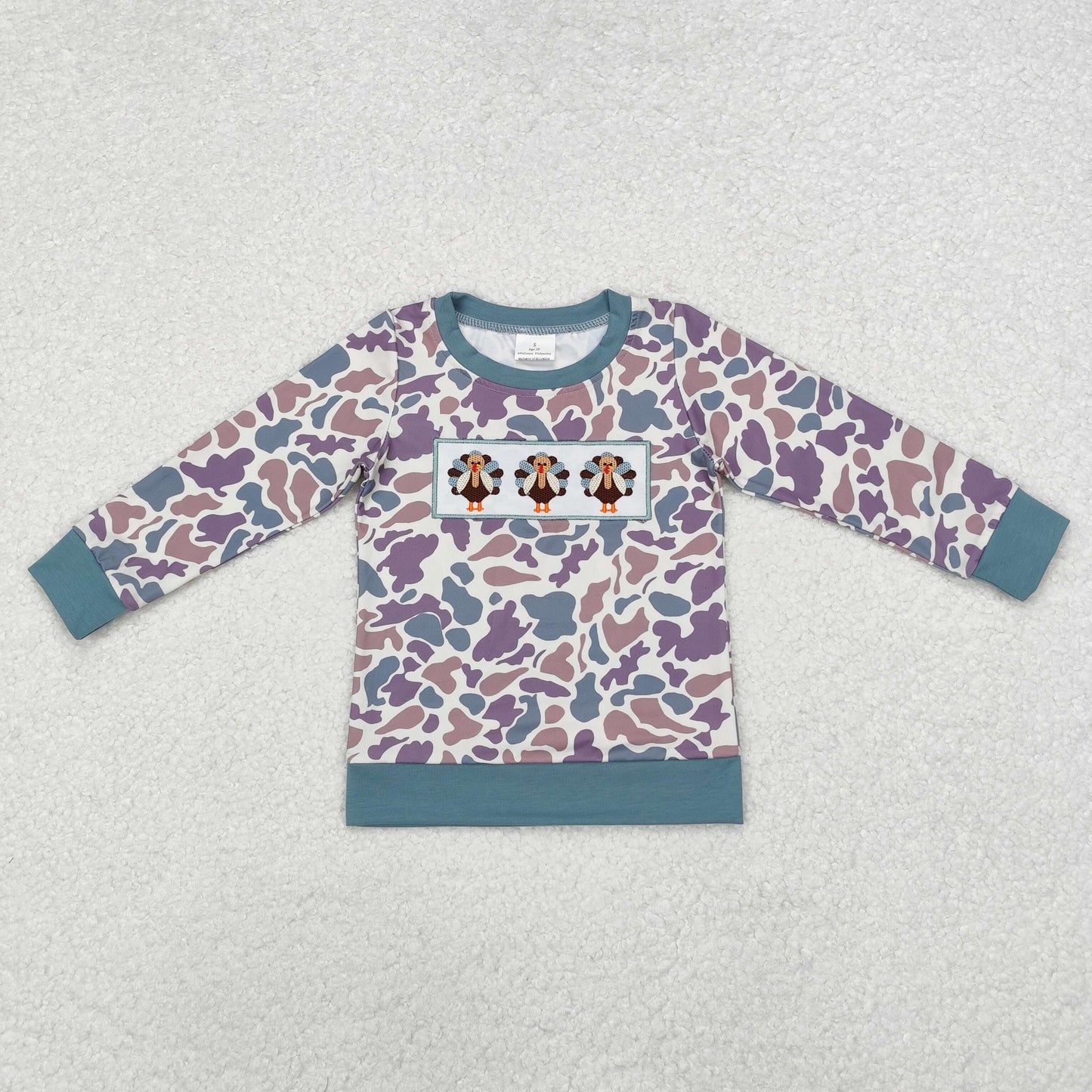 Thanksgiving turkey embroidery Long sleeve Shirt