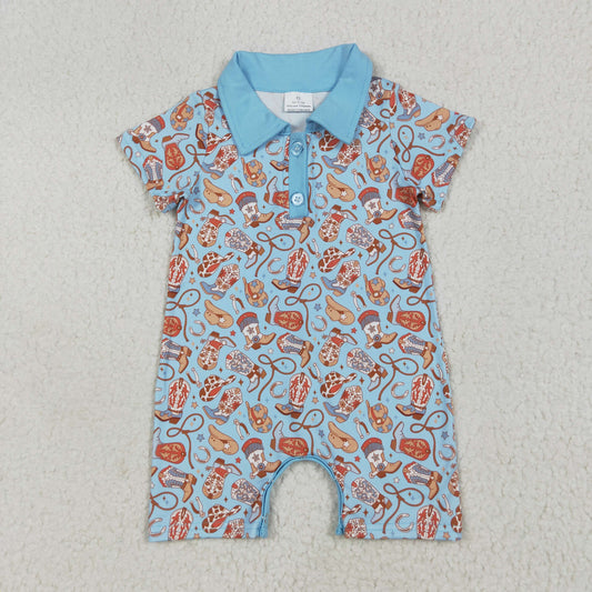 Blue Boots Print Baby Romper