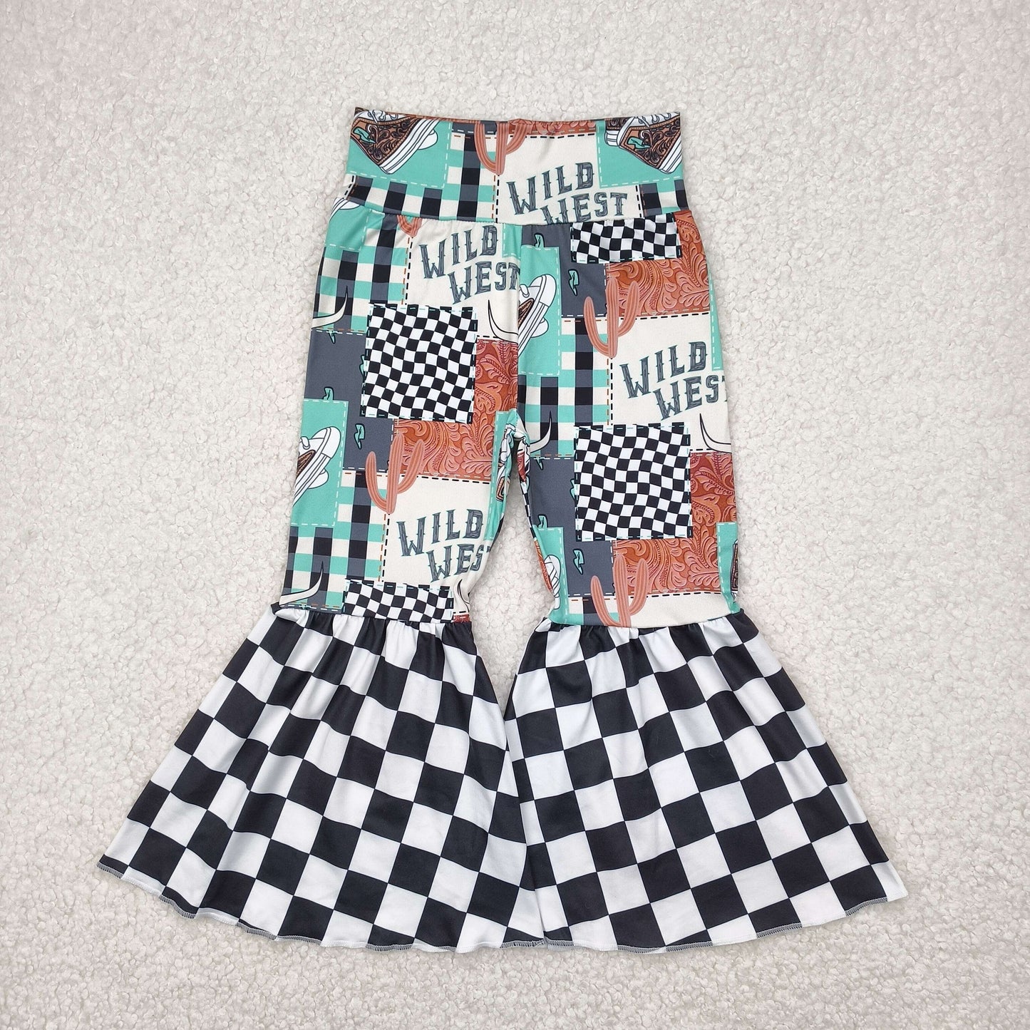 cattle plaid Bell Pants P0751