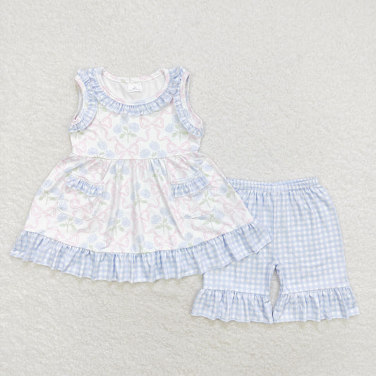 floral sleeveless with pockets shorts Girls Suit