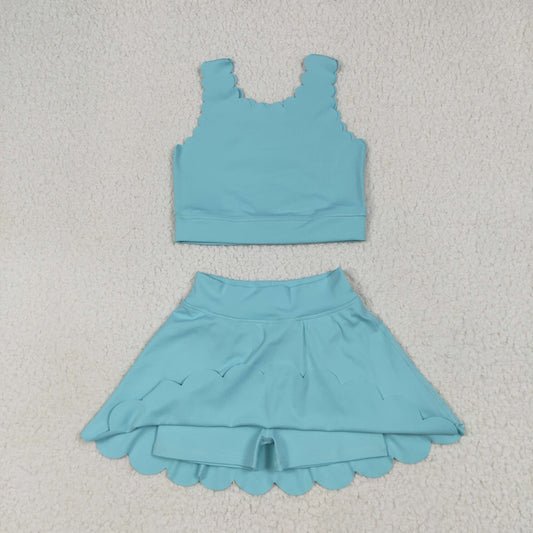 light Blue print yoga girl Sleeveless set GSD2096