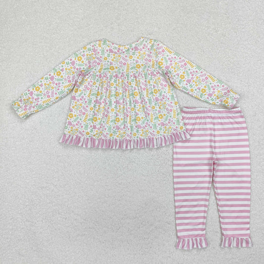 Pink flowers Long Sleeve Girls Set