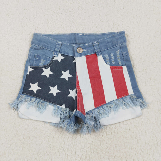 4th of July stripe stars Girls Short Girls jeans NC0003