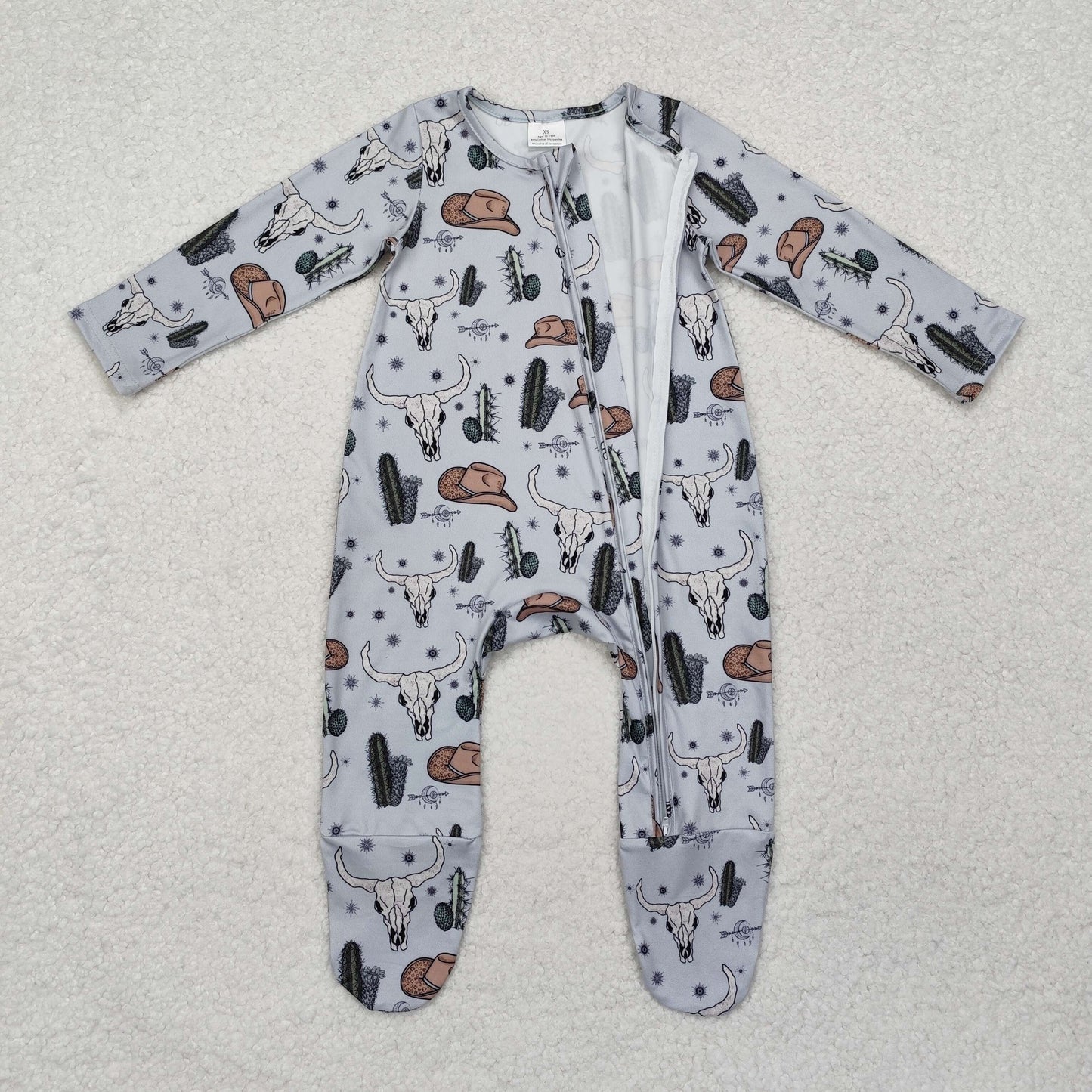 Western cactus Baby Romper With zipper