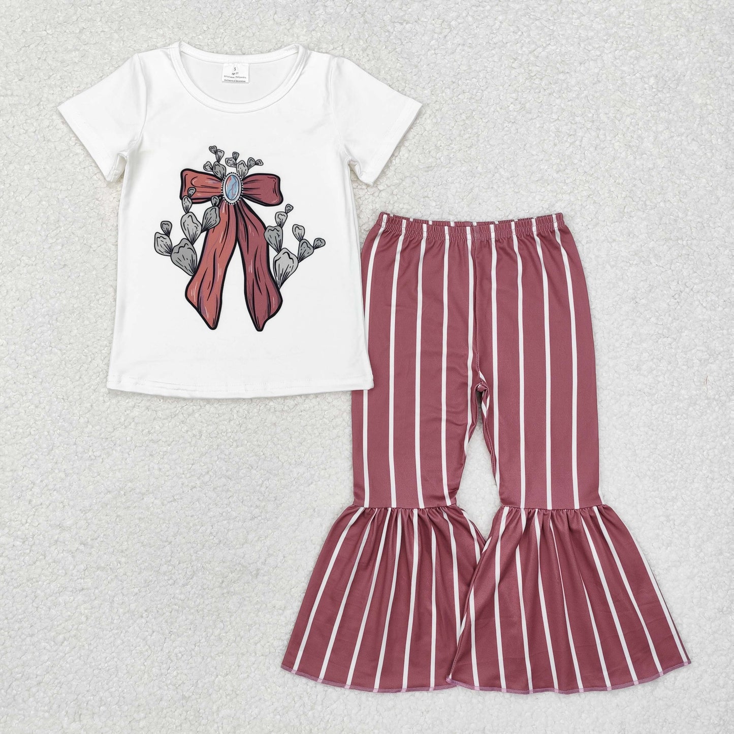 stripe cactus bow Bell Pants Girls Set