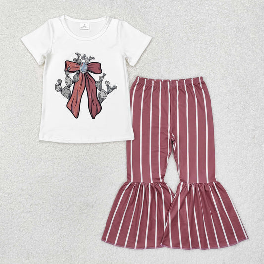 stripe cactus bow Bell Pants Girls Set