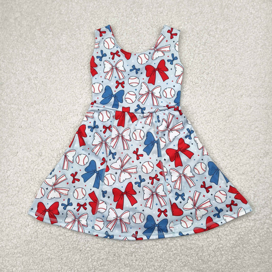 athletic Baseball bows sleeveless girls Dress
