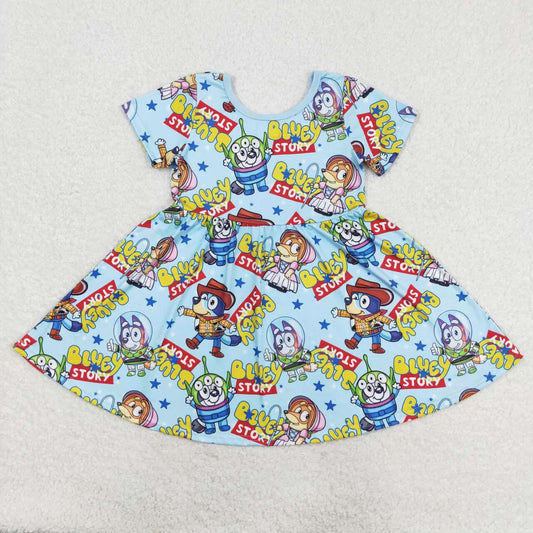 big skirt blue Cartoon dog dress