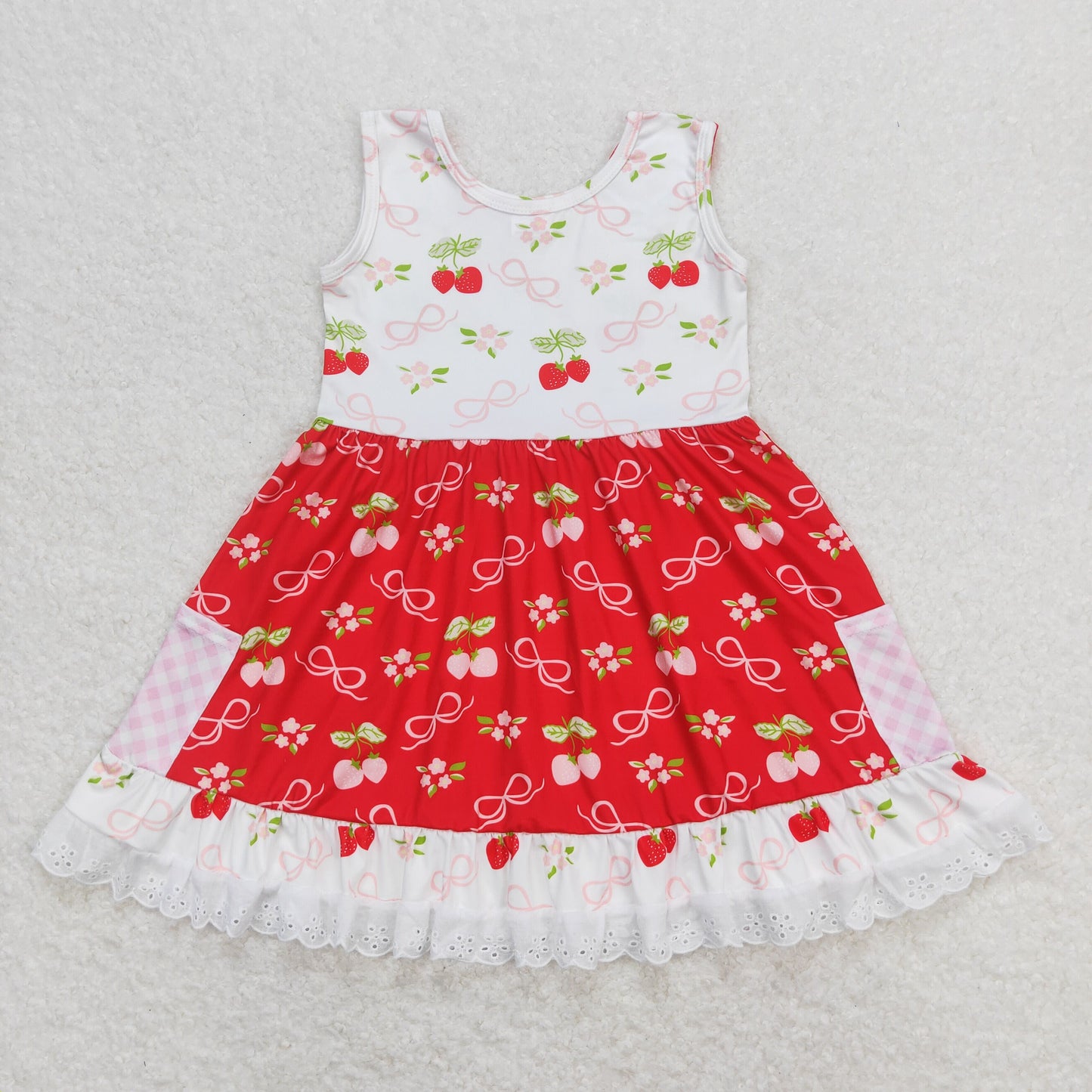 strawberry sleeveless With pockets Girls dress