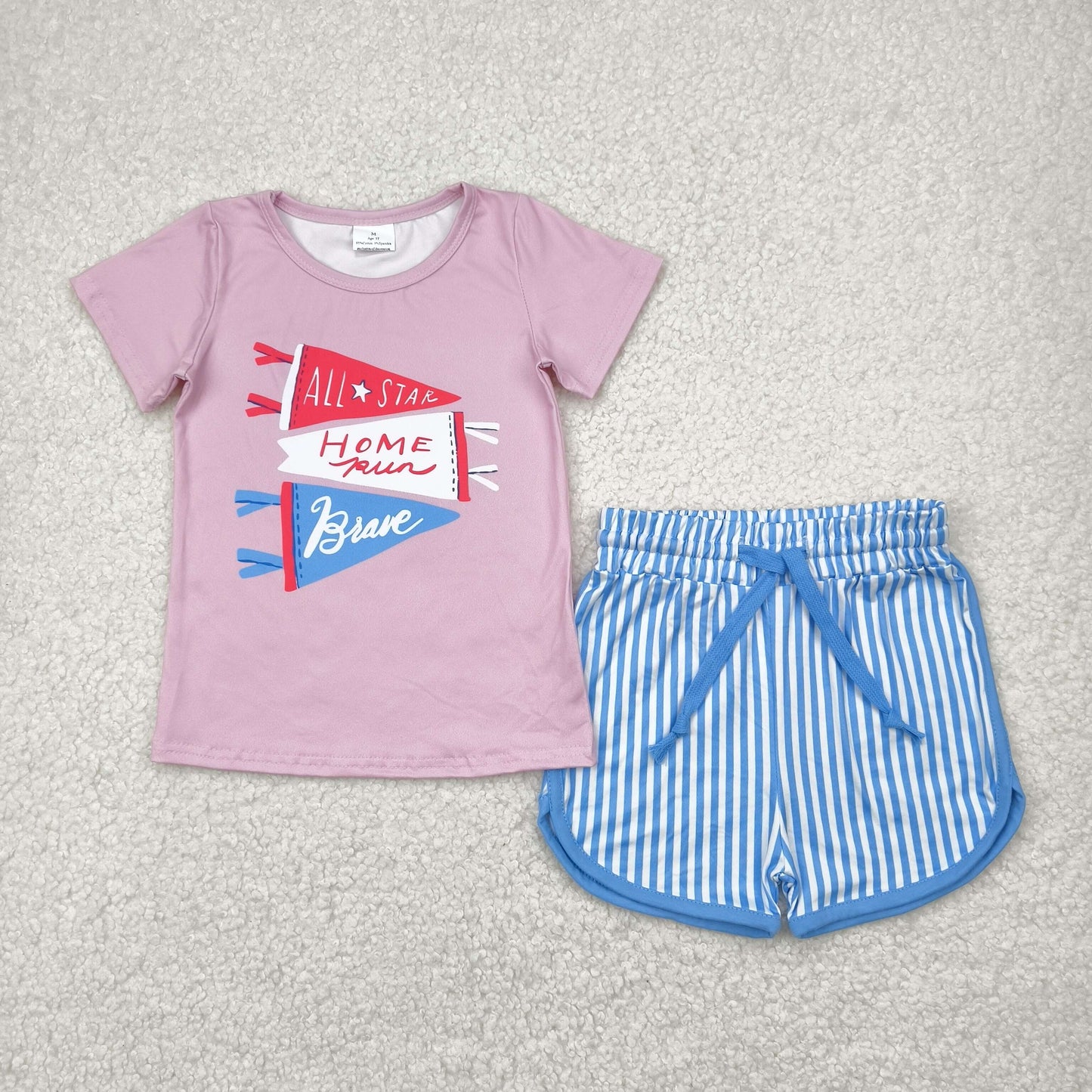 Brave pink Girls Suit Summer Set