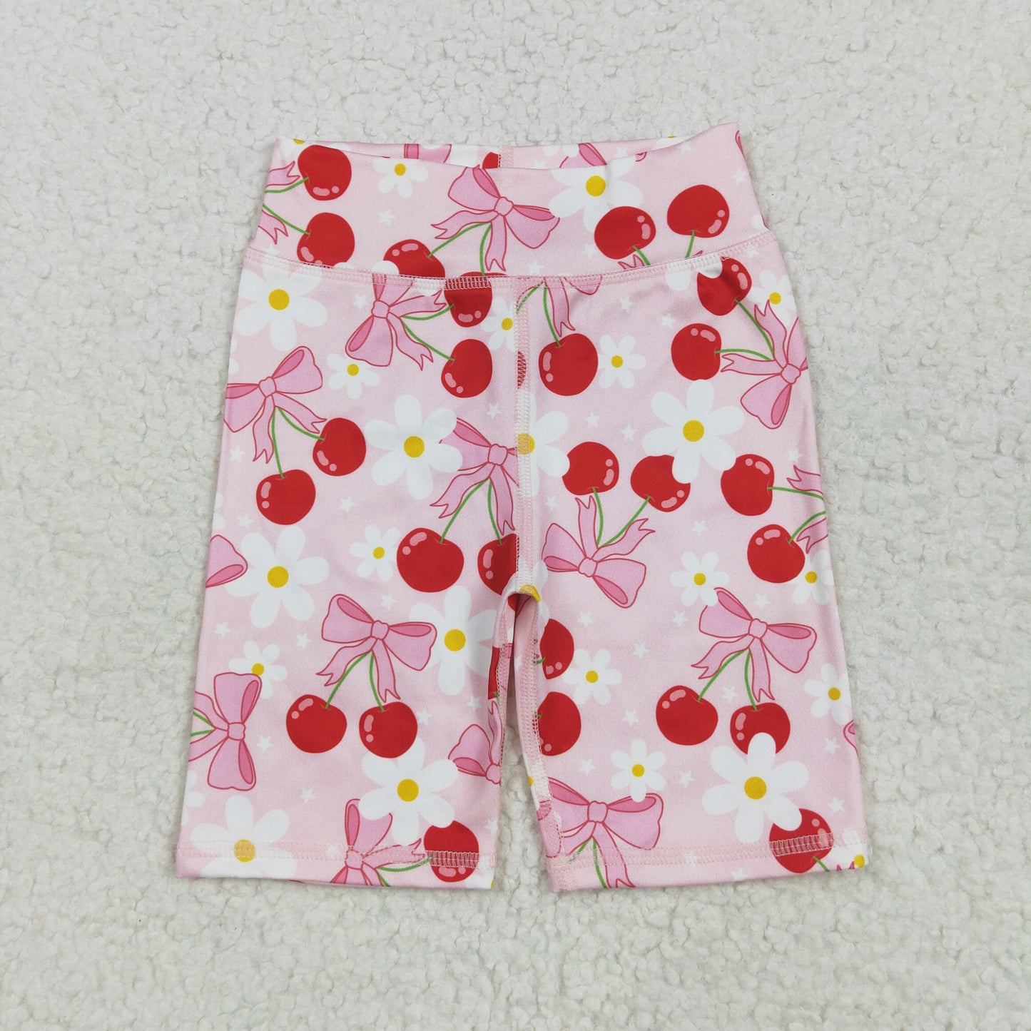 Pink Cherry bows flowers yoga Kids bike Short