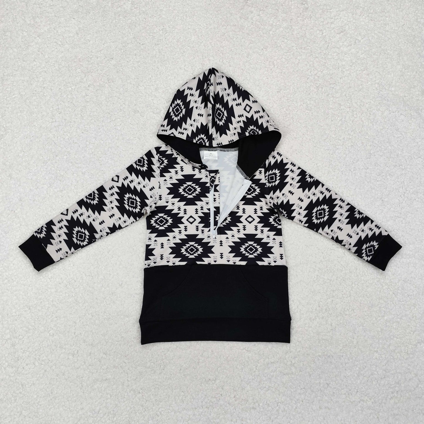 Western black Print hooded