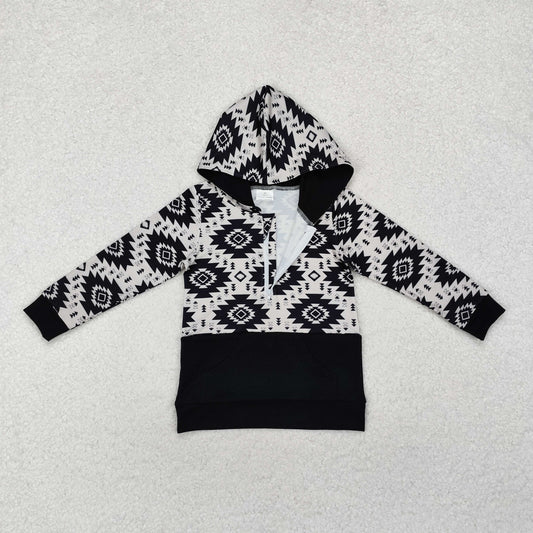 Western black Print hooded