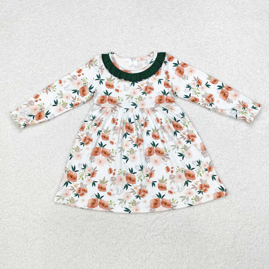 Fall flowers Pattern Cartoon Long Sleeve Girls Dress