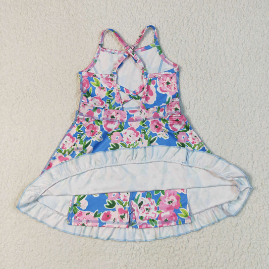 pink flowers yoga sleeveless print girl setGSD2284