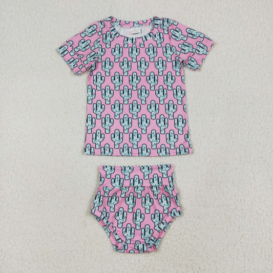 pink Cactus print Girls ‘s bummies outfit GBO0446