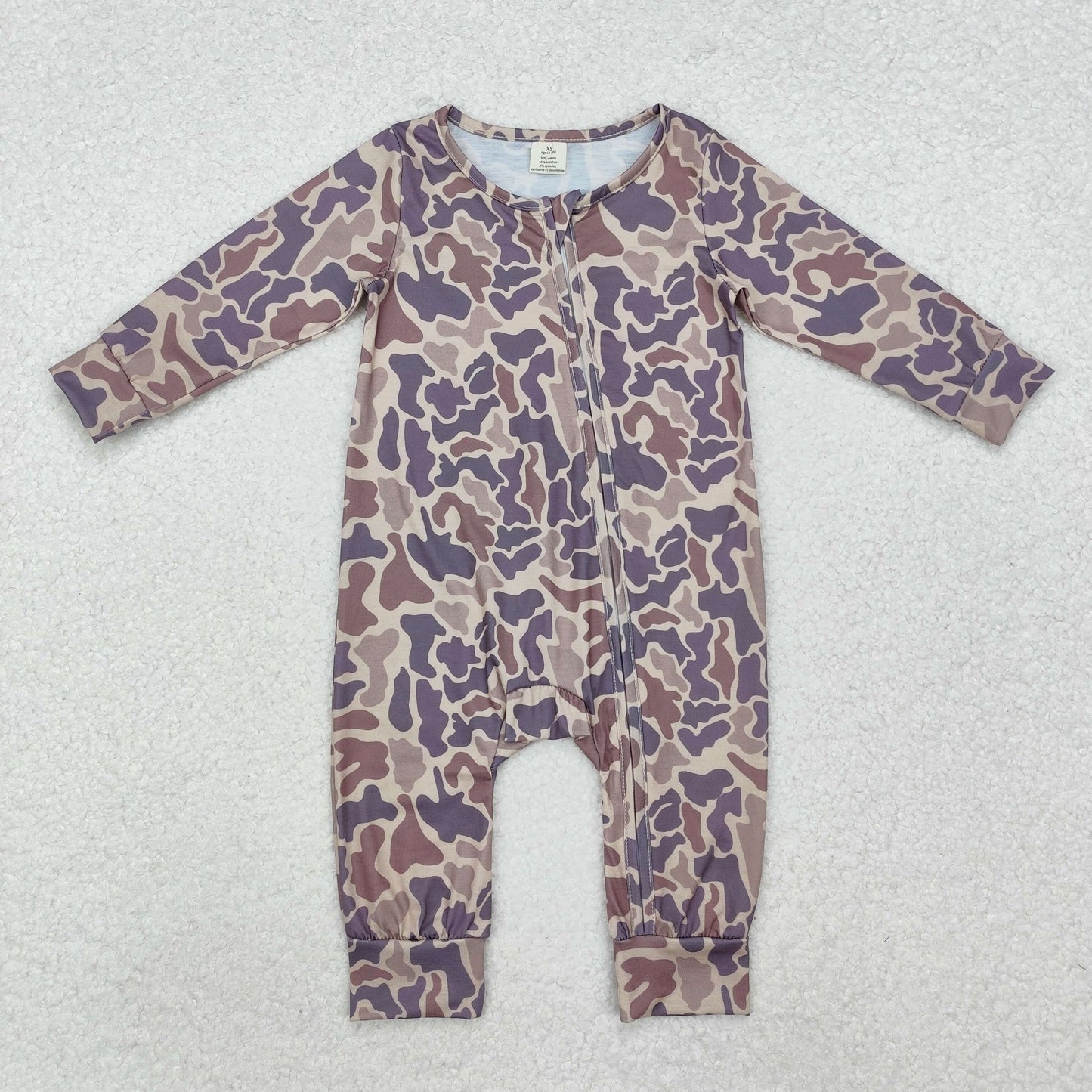 Camo print Long Sleeve romper ( material contains bamboo )