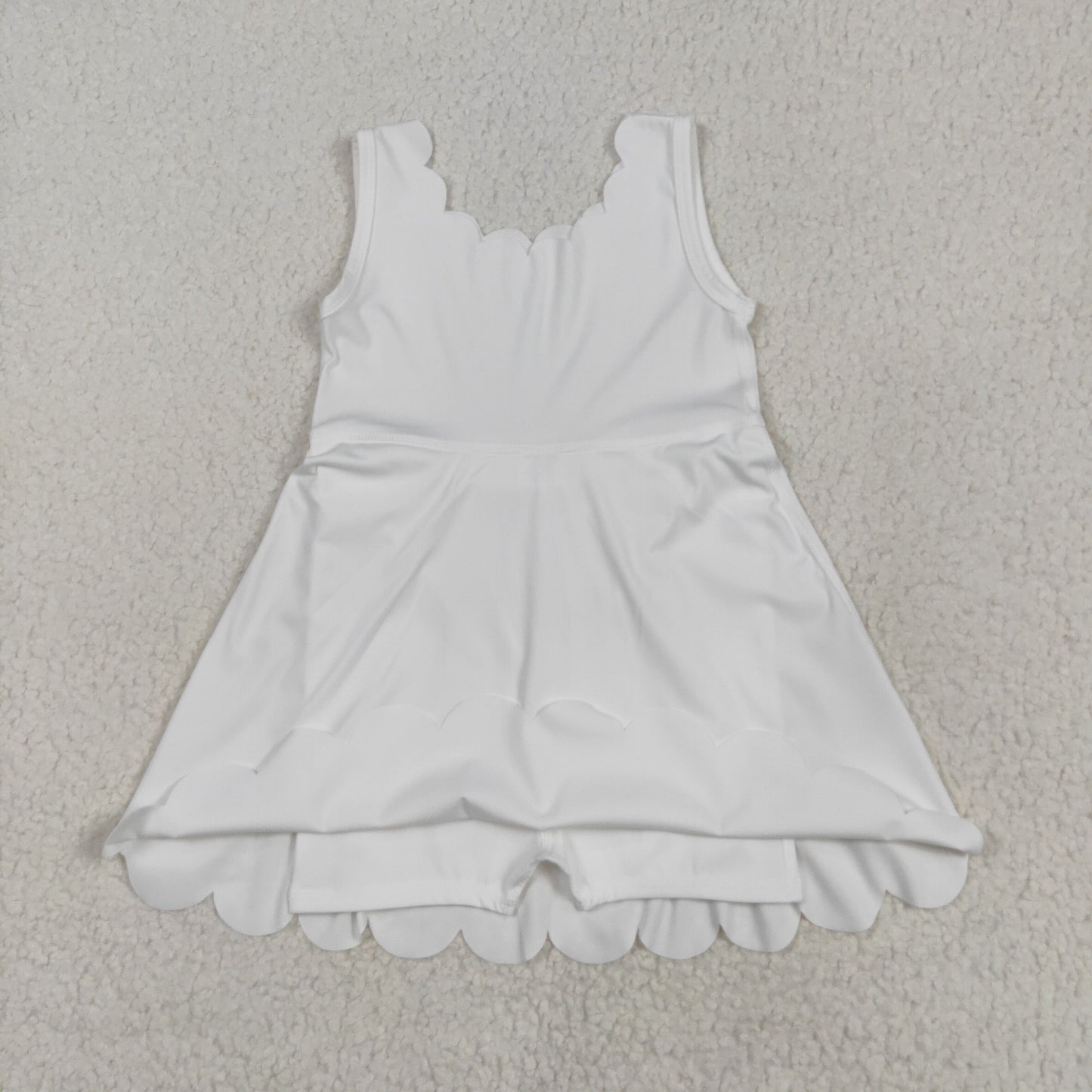 White solid yoga sleeveless print girl dress