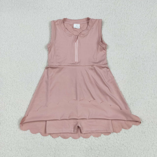 Pink ZIP-up sleeveless girl yoga set
