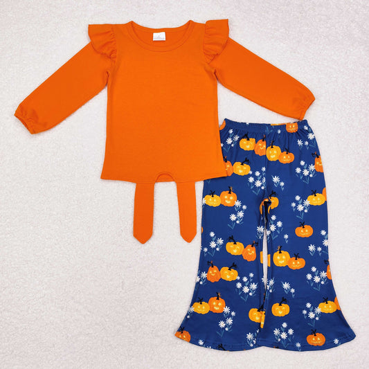 Halloween pumpkin orange Long Sleeve Girls Set