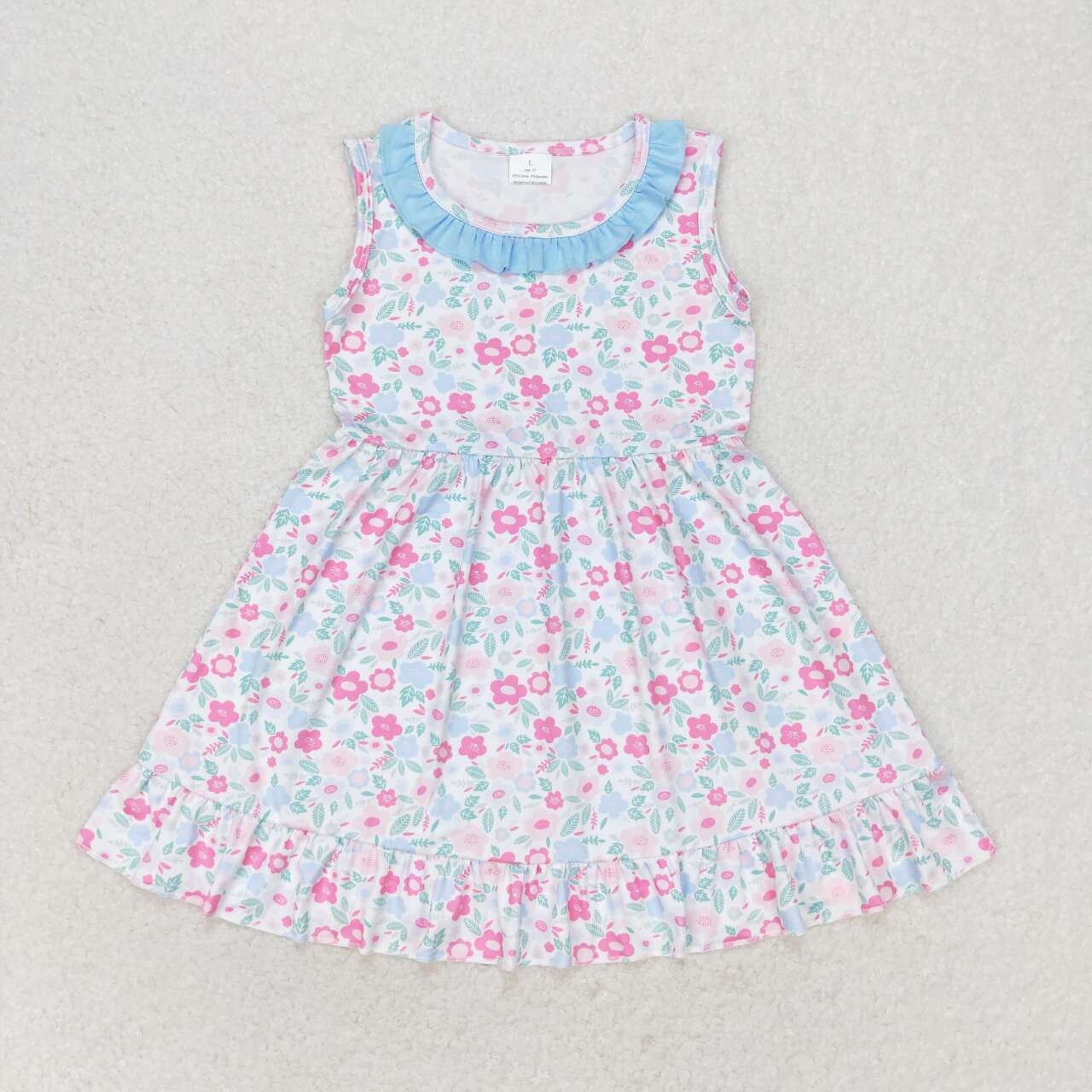 Sleeveless flowers Print Short Sleeve Girls dress
