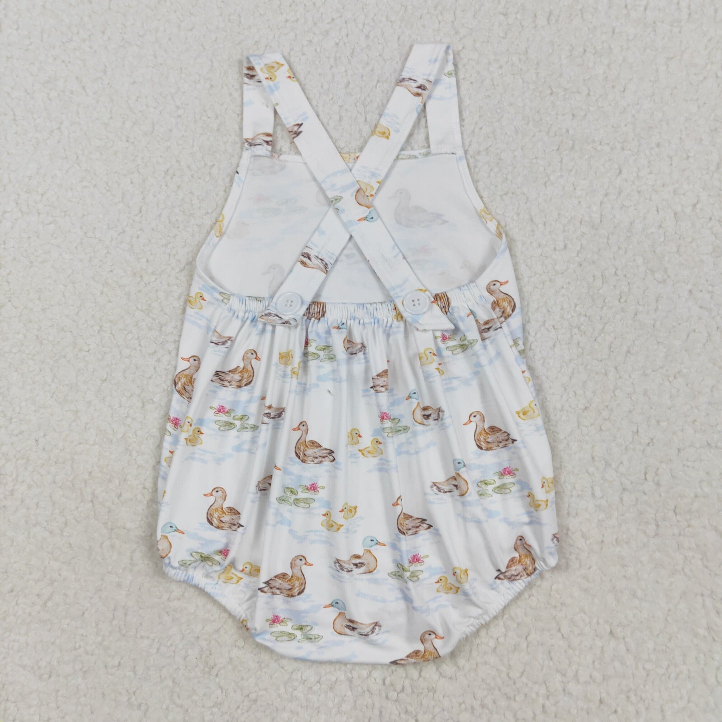 duck print sleeveless Baby Romper