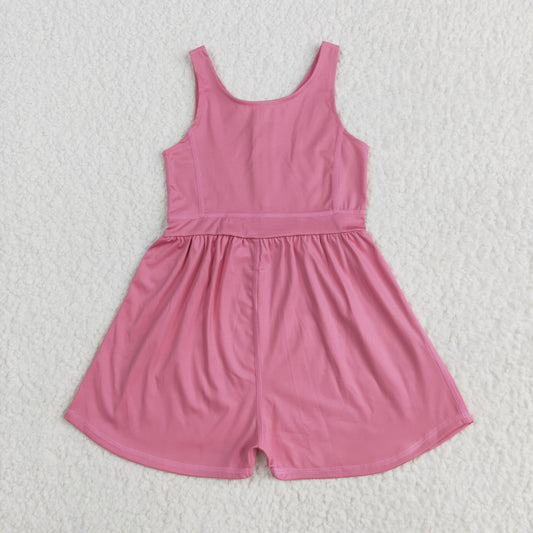 Pink solid Girls Jumpsuit