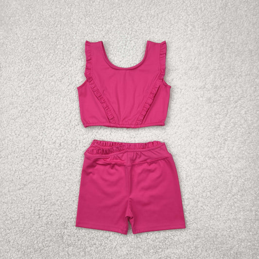 Hot pink yoga sleeveless girl set
