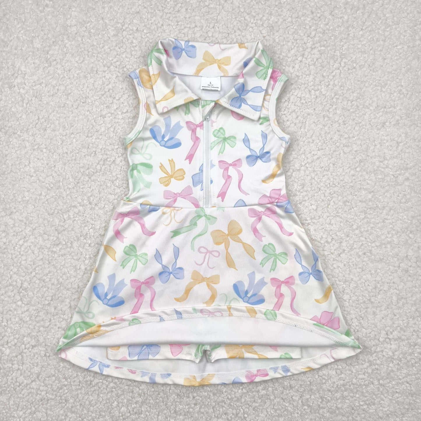 colorful bows print girl yoga zipper set