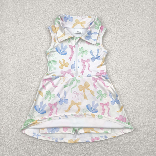 Colorful bows yoga sleeveless print girl set