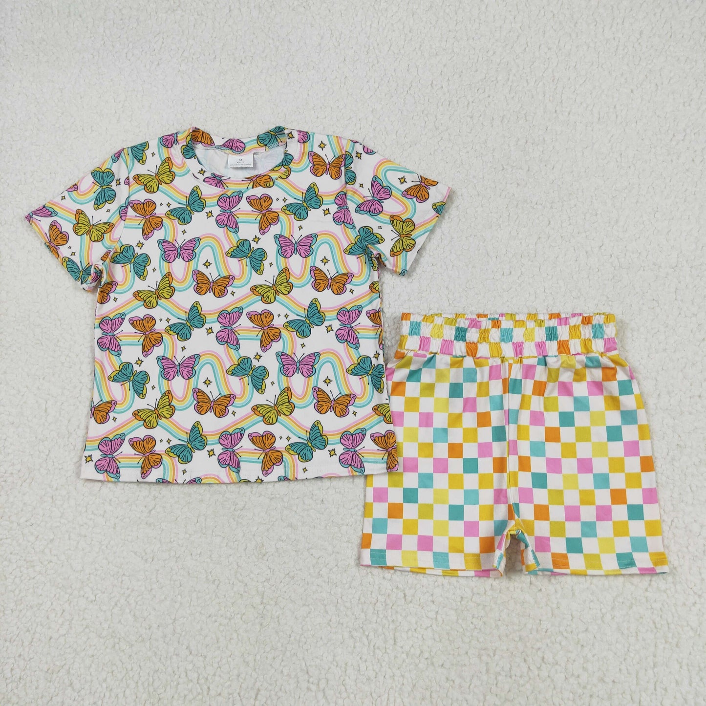colorful butterfly floral Girls Suit Summer Set GSSO2615