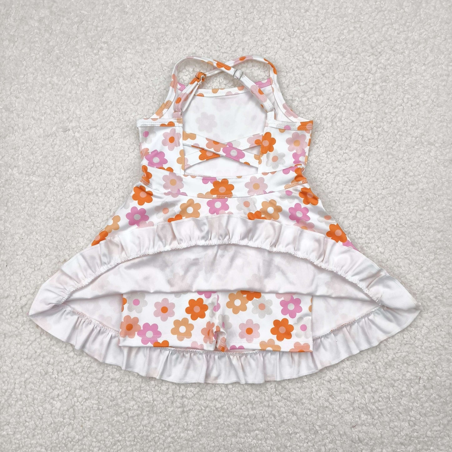 Pink orange flowers yoga sleeveless print girl set
