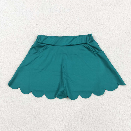 Dark Green print short skirt