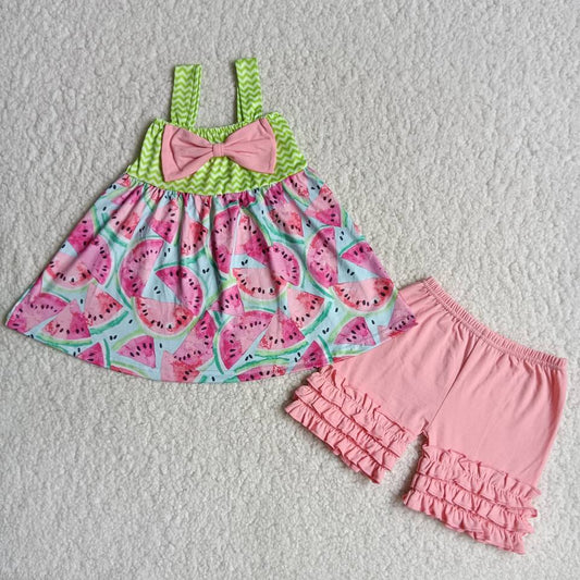 Summer Watermelon short sleeve girls Set