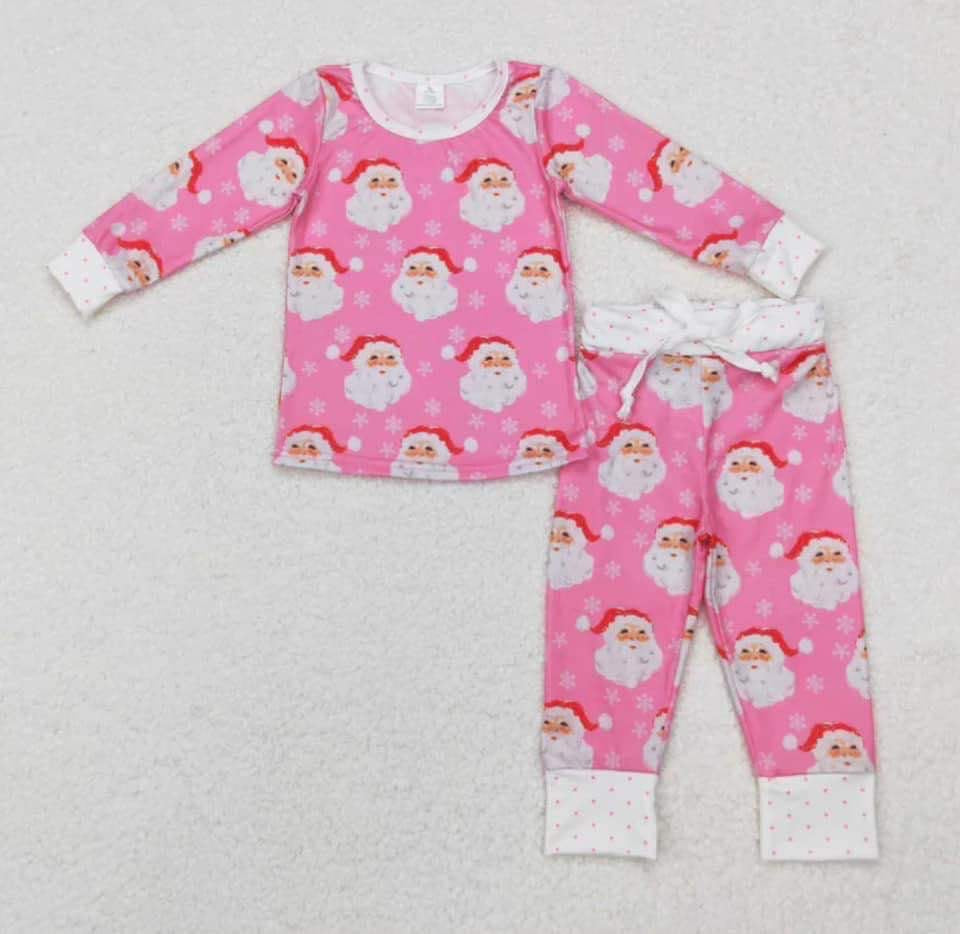 Christmas Pink Santa Long Sleeve pajamas