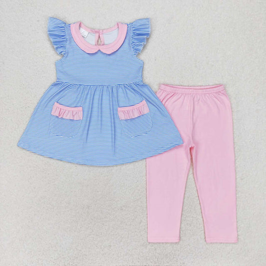 Blue stripe leggings Girls Set