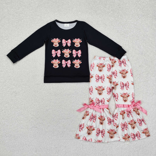 Cow bow Bell Pants Girls Set