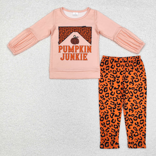Fall Leopard Pumpkin Pants Girls Set